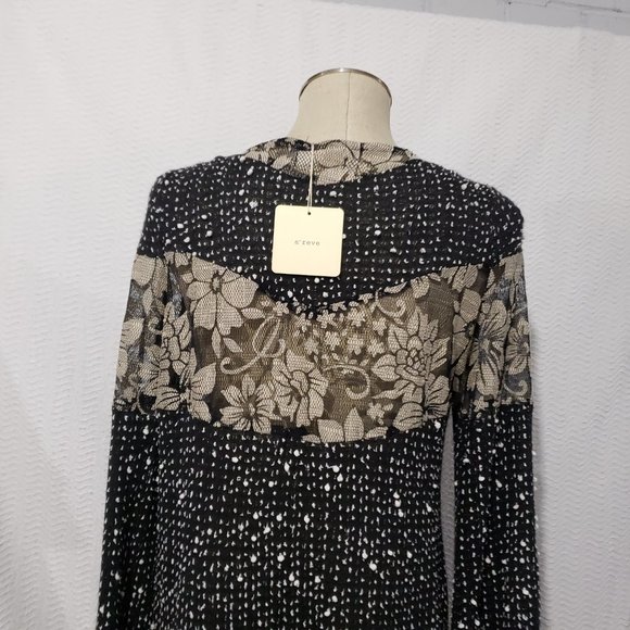 New A'reve Black Lace Cardigan  w/ Fringe Open Cardigan L - Picture 9 of 12